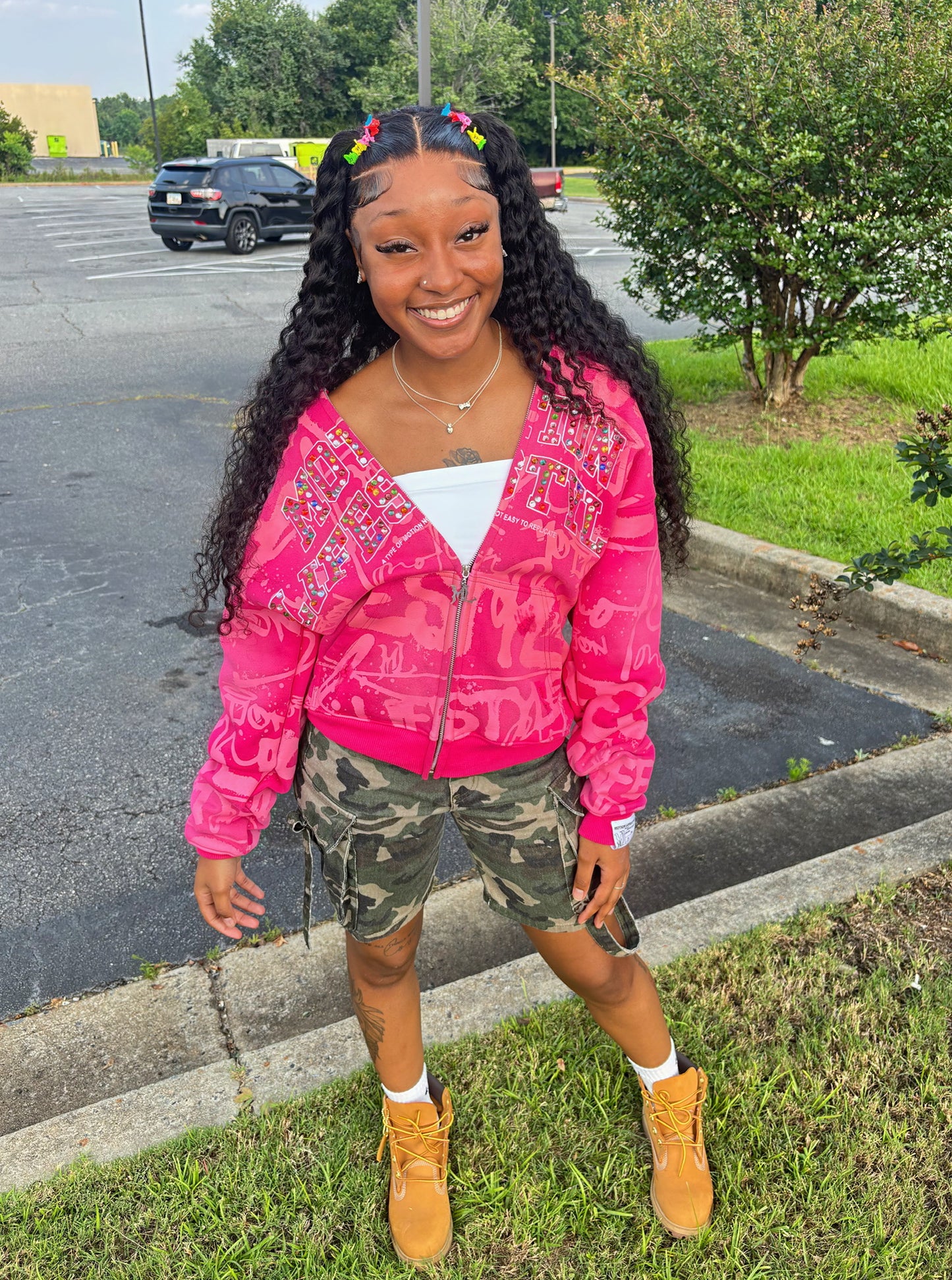 Pink "GRAILED GRAFFITI" Zip-Up