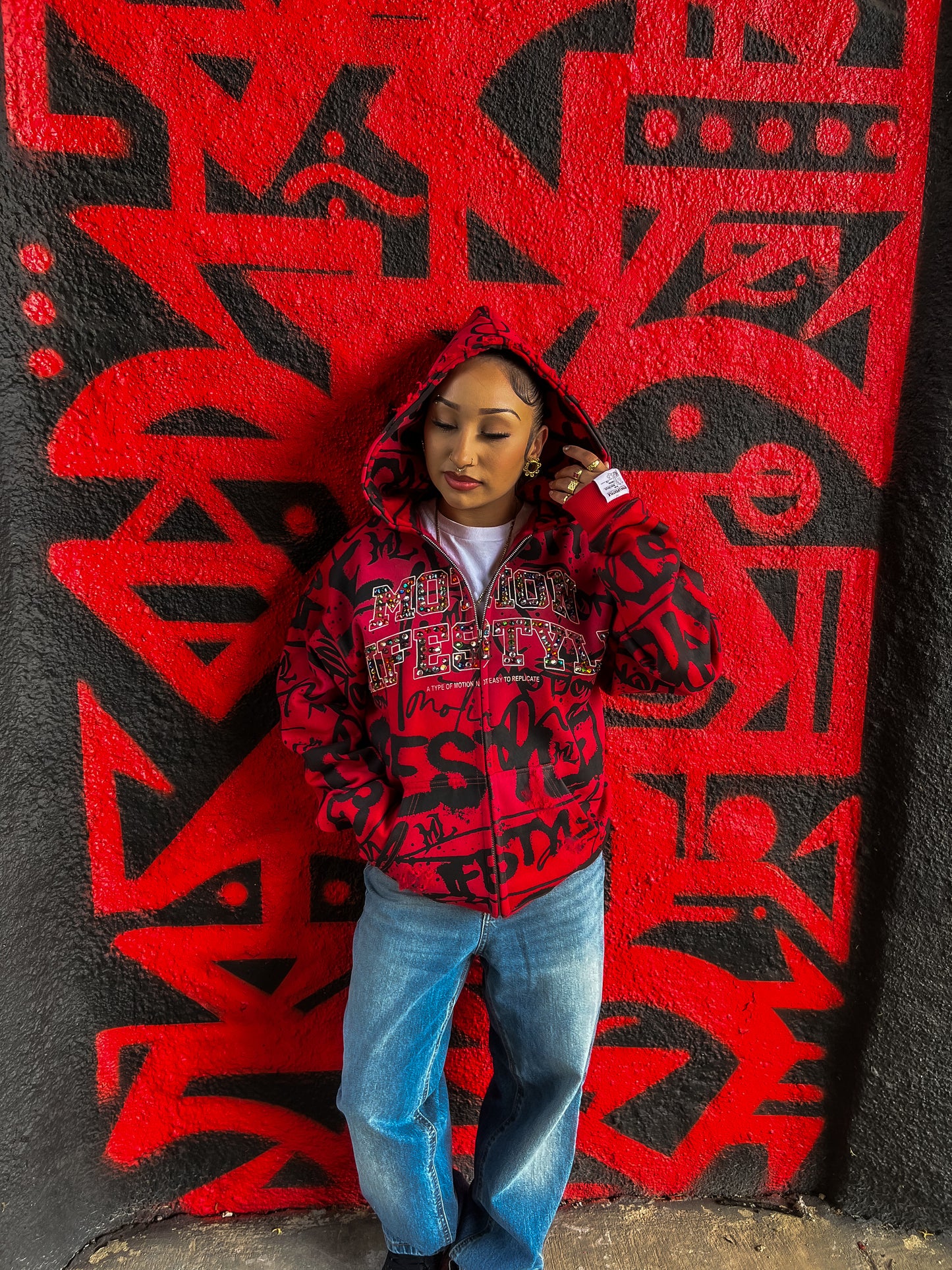 Red "GRAILED GRAFFITI" Zip-Up