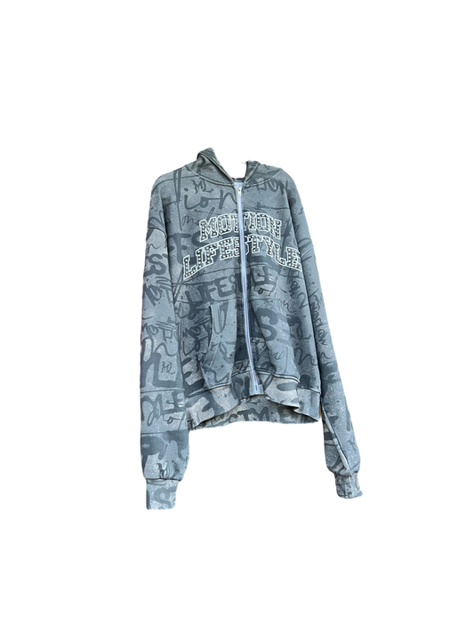 Grey "GRAILED GRAFFITI" Zip-Up