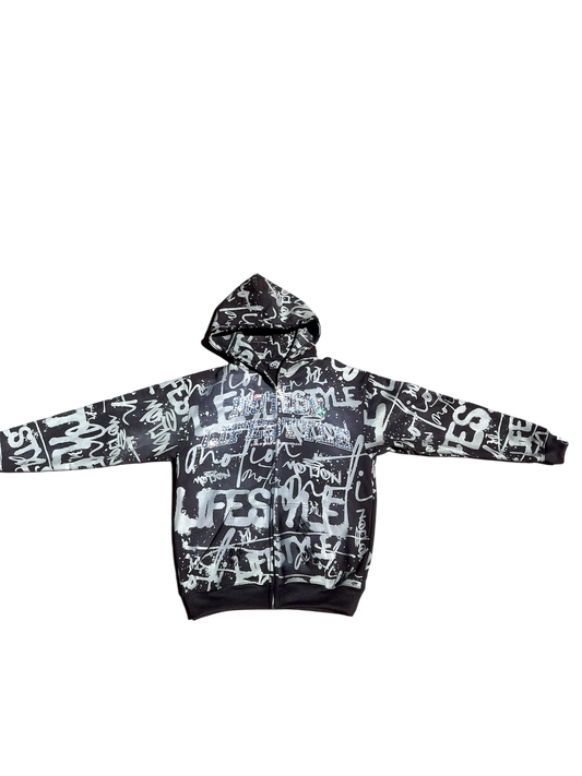 Black "GRAILED GRAFFITI" Zip-Up