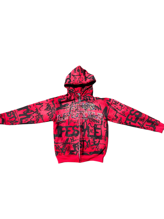Red "GRAILED GRAFFITI" Zip-Up