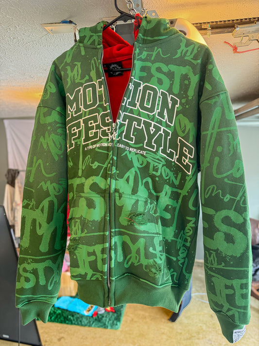 Green "GRAILED GRAFFITI" Zip-Up