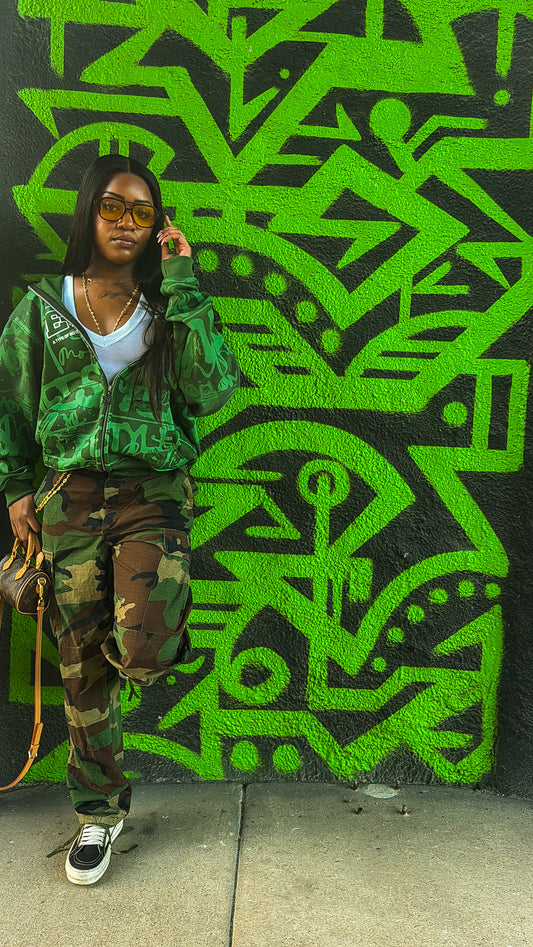 Green "GRAILED GRAFFITI" Zip-Up