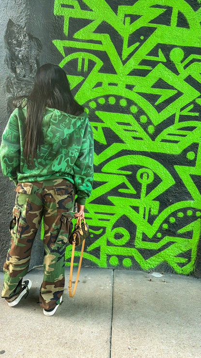 Green "GRAILED GRAFFITI" Zip-Up