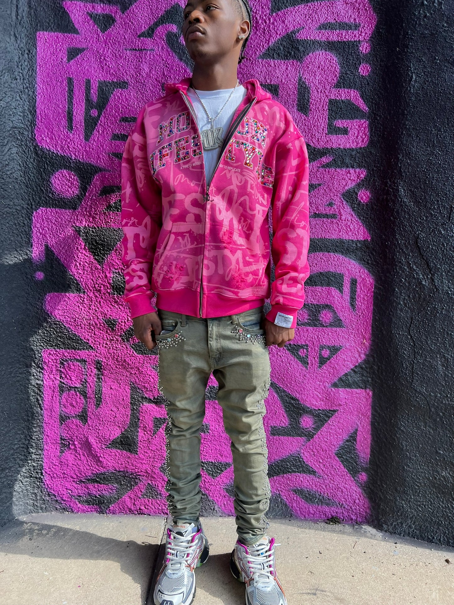 Pink "GRAILED GRAFFITI" Zip-Up
