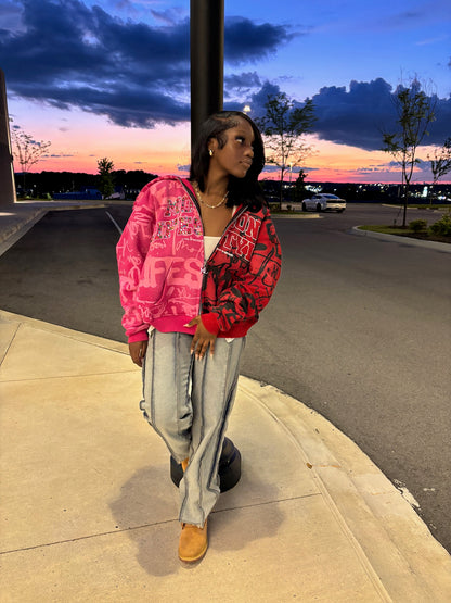 Pink "GRAILED GRAFFITI" Zip-Up