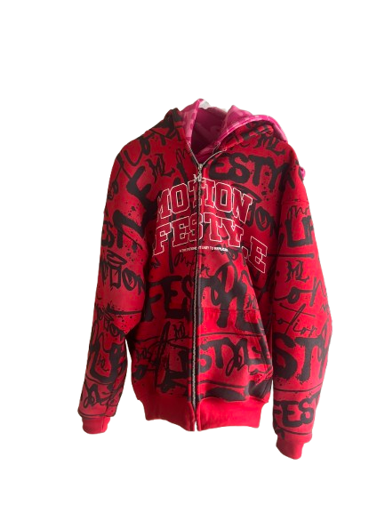Red "GRAILED GRAFFITI" Zip-Up